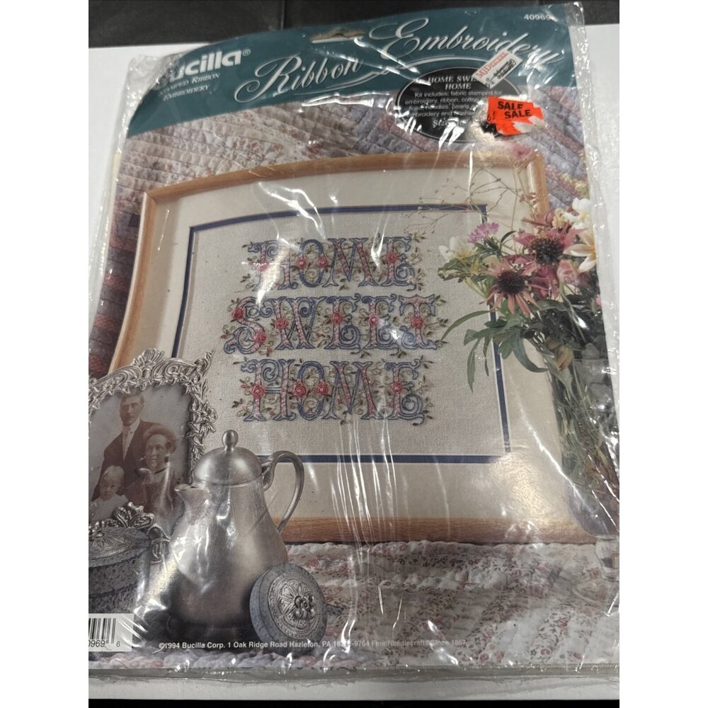 NEW  Bucilla Stamped Ribbon Embroidery Kit 40969 Home Sweet Home BB13